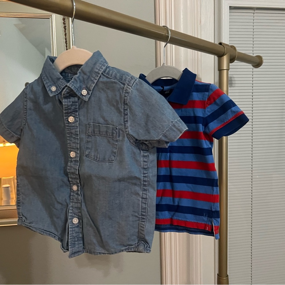Janie and Jack Blue Button-Up and Striped Polo Bundle